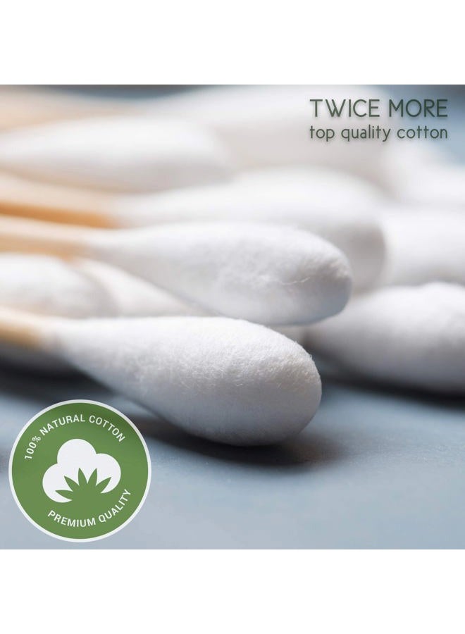NATULANE Premium 500 Biodegradable Bamboo Cotton Swabs | Compostable Wooden Ear Sticks | Zero Waste Disposable Products | Plastic Free Makeup Swab | Safety Organic Buds for Eye Cleaning | Eco Friendly Utensils - Image 2